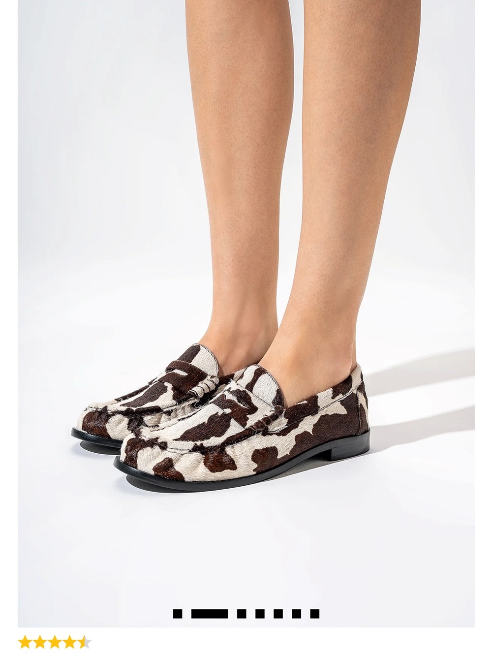 SCHUTZ Brown & White Cow-Print Penny Loafers